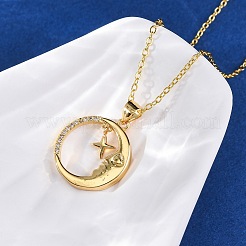 Colliers à pendentif en zircone cubique transparent micro pavé en laiton&nbsp;NJEW-S438-05B-G