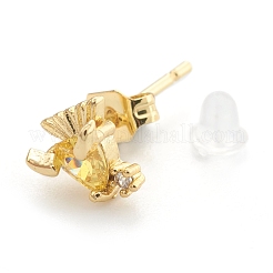 Ohrstecker aus Zirkonia aus Messing&nbsp;EJEW-O106-02G
