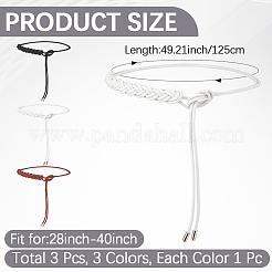 3 stücke 3 farben pu leder seil knoten krawatte taille bauch gürtel für frauen&nbsp;AJEW-CL0003-71C