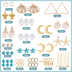 DIY-Set zur Herstellung baumelnder Ohrringe aus natürlicher Muschel&nbsp;DIY-SC0025-14