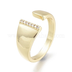 Messing Micro Pave klare Manschettenringe aus Zirkonia&nbsp;X-RJEW-F103-13I-G
