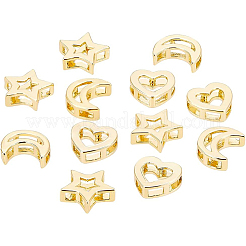 12 Stück Messing-Schiebe-Charms in 3 Stilen&nbsp;KK-BC0008-72