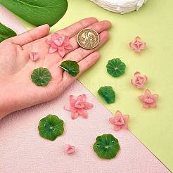 14 pezzo 7 stili ciondolo con ciondolo in acrilico loto colorato fiore con ciondolo a foglia ciondolo con ciondolo per piante per gioielli&nbsp;JX564A