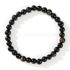 Bracelets extensibles en perles rondes de pierres précieuses naturelles mates pour hommes&nbsp;SB1725