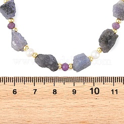 Collares de cuentas de tanzanita natural en bruto y rondel facetado teñido de púrpura de Malasia y perlas para mujer.&nbsp;NJEW-JN06589