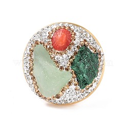 Verstellbarer Ring aus natürlichen und synthetischen gemischten Edelsteinen mit unregelmäßigen Perlen und Kristall-Strass&nbsp;G-I330-10G