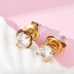 Orecchini a bottone con strass in acciaio inossidabile 304&nbsp;EJEW-G423-16G