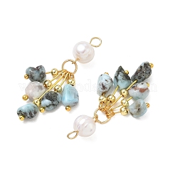 Ciondoli con nappe in larimar naturale e perle d'acqua dolce naturali&nbsp;PALLOY-JF06023