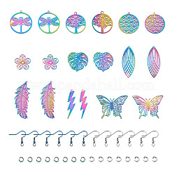 Kits para hacer pendientes de acero inoxidable con filigranas de colores&nbsp;DIY-BT0001-16MC
