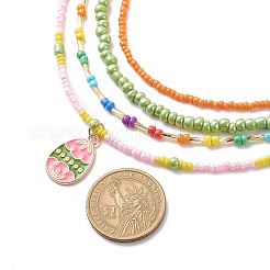 Ensemble de colliers de perles imitant des graines de verre de style 4pcs 4&nbsp;NJEW-JN04012