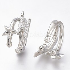 Orecchini a polsino in zircone chiaro con micro pavè di ottone&nbsp;ZIRC-I049-26P