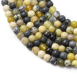 Brins de perles turquoise jaune naturel (jaspe)&nbsp;G-Z116-A19-2mm