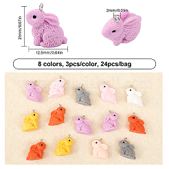 24pcs 8 couleurs pendentifs en résine opaque&nbsp;RESI-CA0001-55