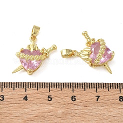 Pendentifs avec zircon cubiques à micro-pavés en laiton&nbsp;KK-F917-08G-02