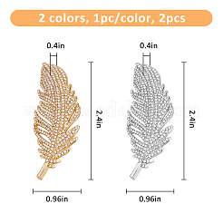 2 pieza de clips de hebilla de bufanda de aleación de plumas de 2 colores con rhinestone&nbsp;JEWB-FH0001-53