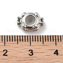 Latón micro pavé cuentas de circonita cúbica verde&nbsp;KK-K361-05P