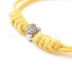 Cuore in lega con braccialetto di cordino con perline parola amore&nbsp;BJEW-JB07856