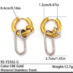Pendientes de aro de acero inoxidable 304 de dos tonos&nbsp;WG32BA0-02