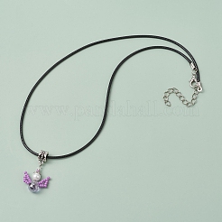 Collane con ciondolo a forma di angelo con perle di vetro e perline di vetro&nbsp;NJEW-MZ00056-03