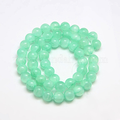 Perles de jade vert naturel teintées&nbsp;X-JBS053-4MM-27