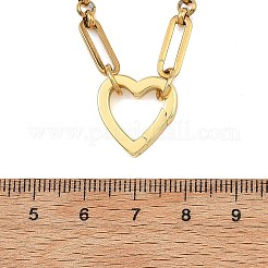 Collana con ciondolo a forma di cuore in ottone oceanico con cancello a molla e catena Figaro in acciaio inossidabile 304 per donna&nbsp;NJEW-JN06329