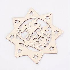 Pendentifs en bois non teint&nbsp;WOOD-K005-15