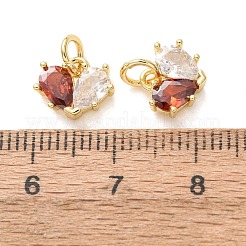 Dijes de latón con micro pavé de circonitas cúbicas de color naranja rojizo para el día de San Valentín&nbsp;CU-E003-17G-G