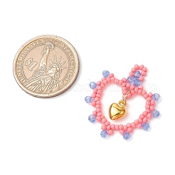 Pendenti a forma di cuore con perline di vetro&nbsp;PALLOY-MZ00588-05