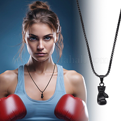 4 collana con ciondolo a forma di guantoni da boxe in lega&nbsp;NJEW-UN0001-63EB