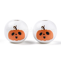 Perles européennes en bois sur le thème d'Halloween&nbsp;WOOD-N016-04A