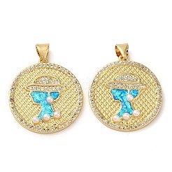 Porte micro ouvrent pendentifs zircone cubique en laiton de placage&nbsp;KK-P268-07G
