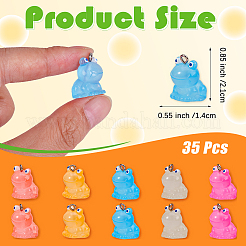 35 pz 7 colori ciondoli in resina trasparente ciondolo colorato fluorescente piccola rana accessori per gioielli creativi&nbsp;JX855A