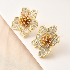 Messing-Ohrstecker mit klaren Zirkonia-Blumen&nbsp;EJEW-C147-02G