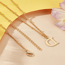 Collier avec pendentif lettre en acier inoxydable 304 et chaîne en laiton 1 pièce&nbsp;NJEW-LP0001-35D-G