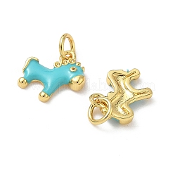 Pferdeanhänger aus Messing mit Cyan-Emaille und Biegeringen&nbsp;KK-I371-01G