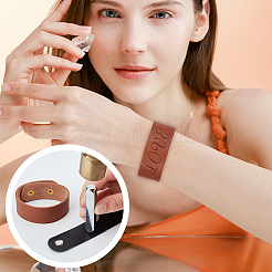 2 Stück verstellbares Armband aus schlichtem Lederband in 2 Farben&nbsp;BJEW-OC0001-24B