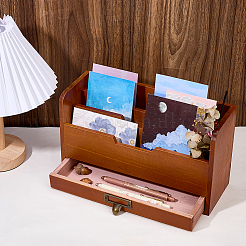 Organizador de escritorio de madera rústica con cajón&nbsp;AJEW-WH0817-121