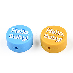 Wort Hallo Baby Druckmuster Silikonperlen&nbsp;SIL-N005-06