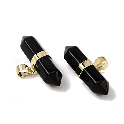 Natürliche Obsidian-Anhänger mit zwei Endstücken&nbsp;G-NH0001-15G-06