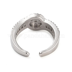 Gestellplattierung Messing Mikropflaster Zirkonia runde offene Manschettenringe für Frauen&nbsp;RJEW-C080-07P