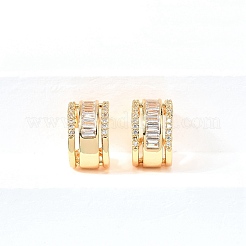 Orecchini a polsino in zircone chiaro con micro pavè di ottone&nbsp;EJEW-F370-15G