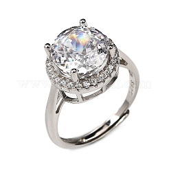 Bague manchette réglable en argent sterling avec micro pavé de zircones cubiques pour femmes&nbsp;RJEW-F183-01B-01