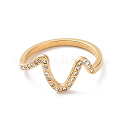 Anillo de dedo de onda de rhinestone de cristal&nbsp;RJEW-D120-21G