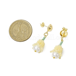 Pendientes de flores con cuentas de vidrio hechos a mano&nbsp;EJEW-MZ00277