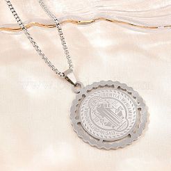 Religione 201 ciondolo medaglia di San Benedetto in acciaio inossidabile collane a catena a maglie in acciaio inossidabile 304&nbsp;SA-H003-04P