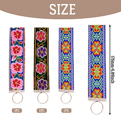 Porte-clés en ruban jacquard brodé floral en polyester&nbsp;KEYC-TAC00045