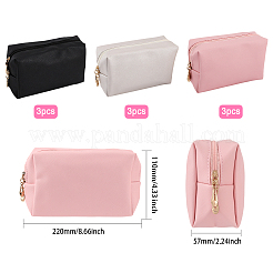 9 bolsa de cosméticos con cremallera de piel sintética de 3 colores&nbsp;ABAG-GL0001-01