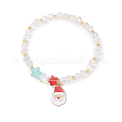 3 bracelet à breloques en alliage émaillé sur le thème de Noël&nbsp;BJEW-MZ00190