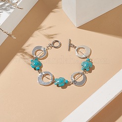 Braccialetti sintetici a maglie di tartaruga turchese (tinto).&nbsp;BJEW-JB09195-01