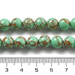 Hebras de cuentas de turquesa de línea de oro sintético&nbsp;G-A255-A03-01B